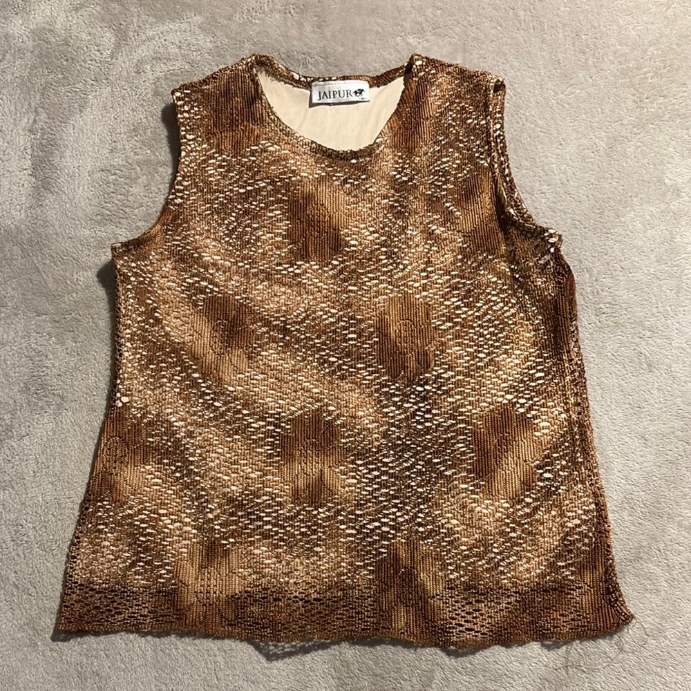 Jaipur Textured Brown Tank Top